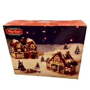 Mervyn's 1993 Christmas Village Square 16-piece Starter Set